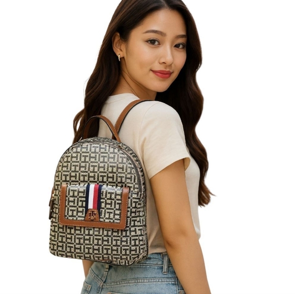 Tommy Hilfiger Signature Jacquard Canvas Mini Backpack - Picture 1 of 17